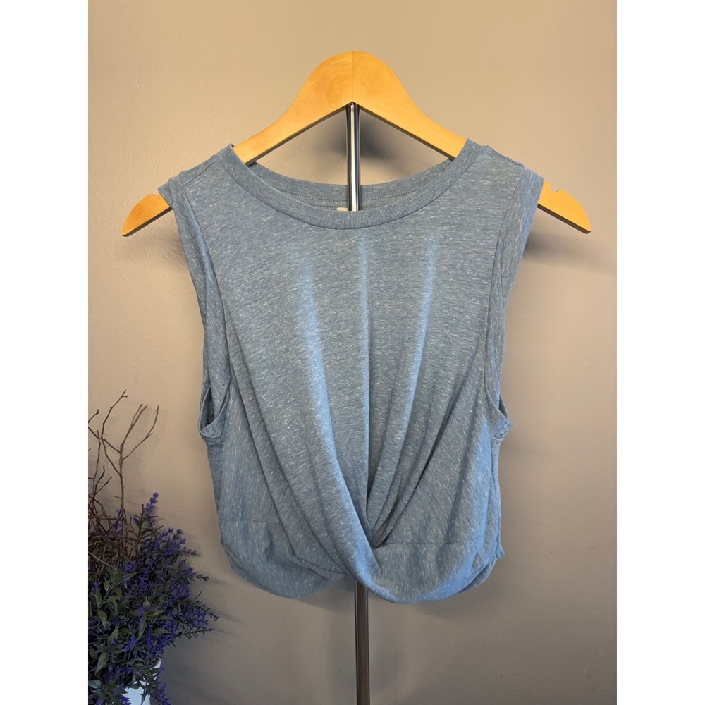 FP Movement Free People Blue Heathered Twist Front Crop Muscle Tank Top S